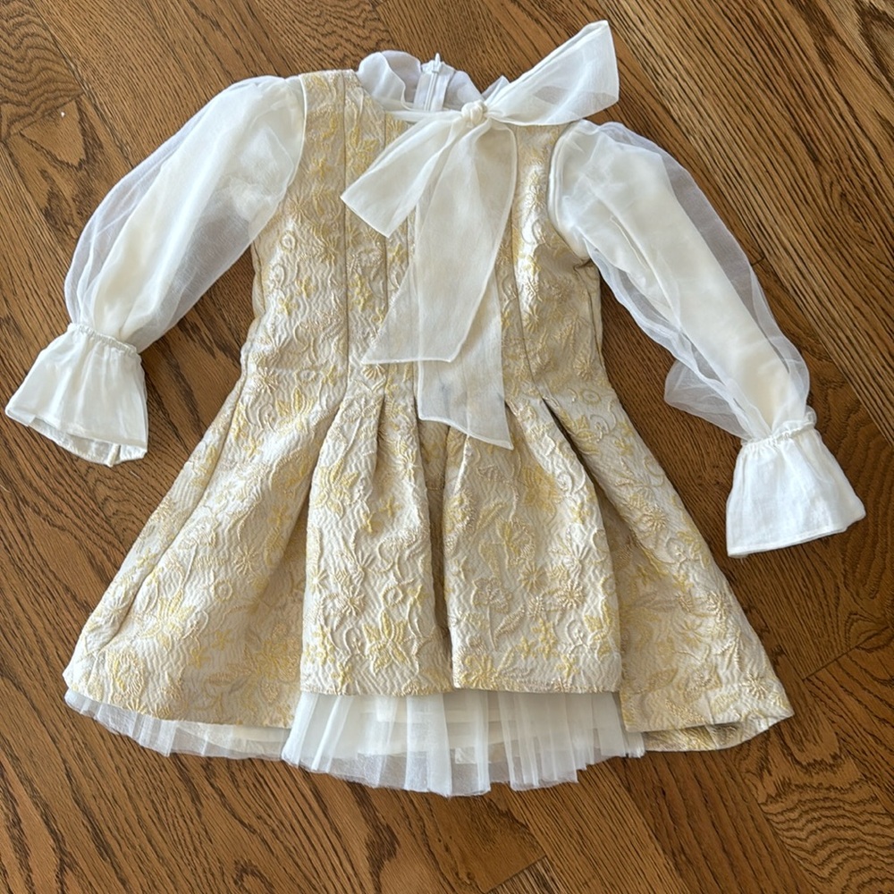 Mama Luma Santa Barbara Lux Line Gold Brocade dress set size 3/4 👑✨